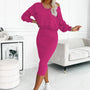 Damen Kleidungset | Kleid | Pullover | Ärmellos | Einfarbig | Enganliegend-Rosa-S-Luzern Mode