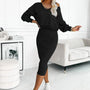 Damen Kleidungset | Kleid | Pullover | Ärmellos | Einfarbig | Enganliegend-Schwarz-S-Luzern Mode