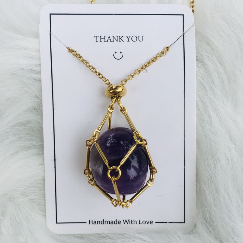 Halskette für Damen | Natürlicher Kristall | Silber | Gold | Stilvoll-Amethyst-Gold-Luzern Mode