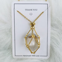 Halskette für Damen | Natürlicher Kristall | Silber | Gold | Stilvoll-Klarer Kristall-Gold-Luzern Mode