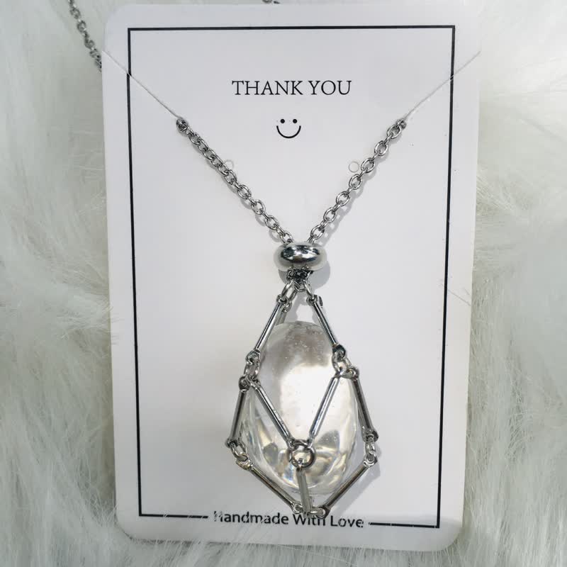 Halskette für Damen | Natürlicher Kristall | Silber | Gold | Stilvoll-Klarer Kristall-Silber-Luzern Mode
