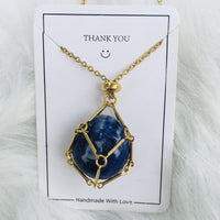 Halskette für Damen | Natürlicher Kristall | Silber | Gold | Stilvoll-Lapis Lazuli-Gold-Luzern Mode