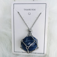 Halskette für Damen | Natürlicher Kristall | Silber | Gold | Stilvoll-Lapis Lazuli-Silber-Luzern Mode