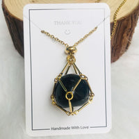 Halskette für Damen | Natürlicher Kristall | Silber | Gold | Stilvoll-Obsidian-Gold-Luzern Mode