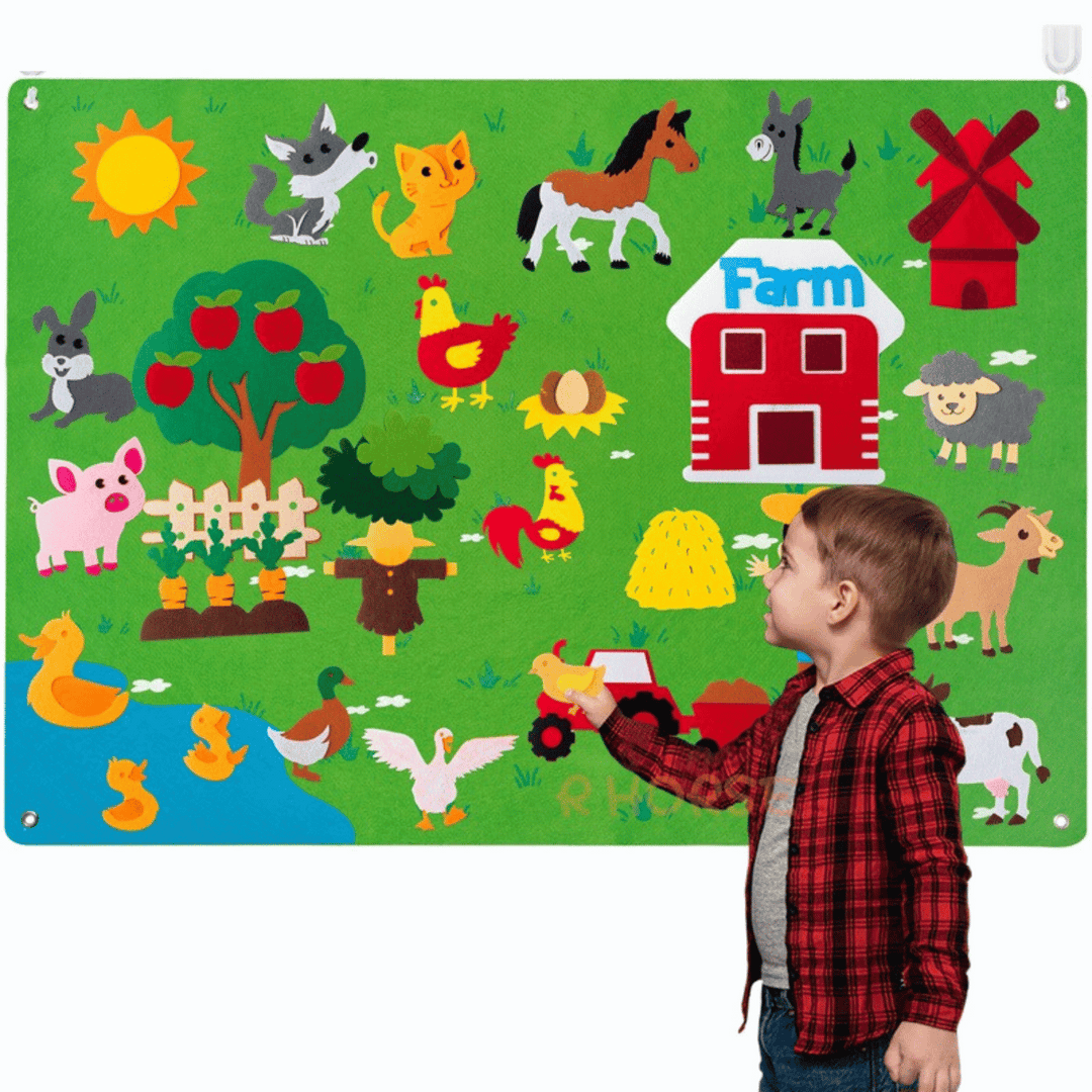 Filzspielbrett | Lernspielzeug für Kleinkinder Kreativ Langlebig Wiederverwendbar-Bauernhof-Luzern Mode