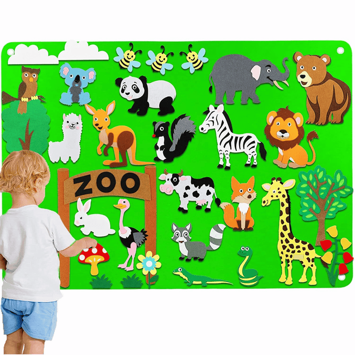 Filzspielbrett | Lernspielzeug für Kleinkinder Kreativ Langlebig Wiederverwendbar-Tiergarten-Luzern Mode