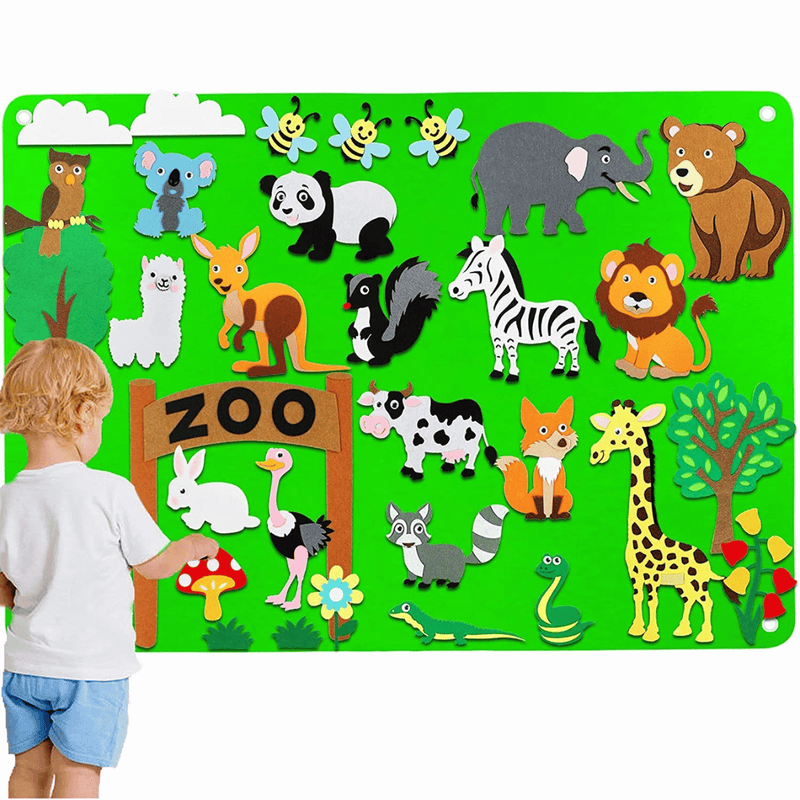Filzspielbrett | Lernspielzeug für Kleinkinder Kreativ Langlebig Wiederverwendbar-Tiergarten-Luzern Mode