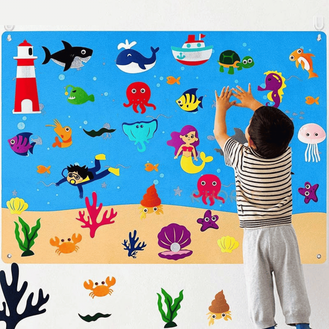 Filzspielbrett | Lernspielzeug für Kleinkinder Kreativ Langlebig Wiederverwendbar-Unterwasserwelt-Luzern Mode