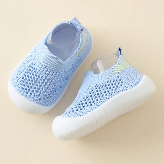 Atmungsaktive Kinder Sneaker mit Stretch und Komfortsohle-Blau-13 (9-12 Monate)-Luzern Mode