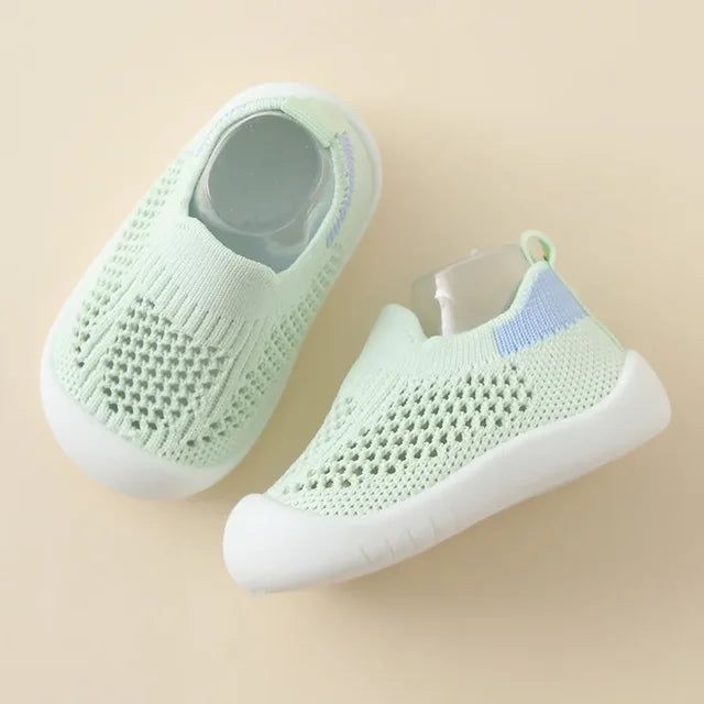 Atmungsaktive Kinder Sneaker mit Stretch und Komfortsohle-Grün-13 (9-12 Monate)-Luzern Mode