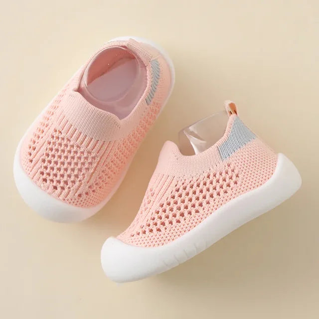 Atmungsaktive Kinder Sneaker mit Stretch und Komfortsohle-Rosa-13 (9-12 Monate)-Luzern Mode