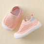 Atmungsaktive Kinder Sneaker mit Stretch und Komfortsohle-Rosa-13 (9-12 Monate)-Luzern Mode