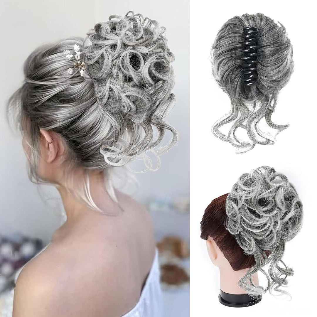 Haarverlängerung Clip | Golvende Knot | Volume | Synthetisch | Clip-In-Grau-Luzern Mode