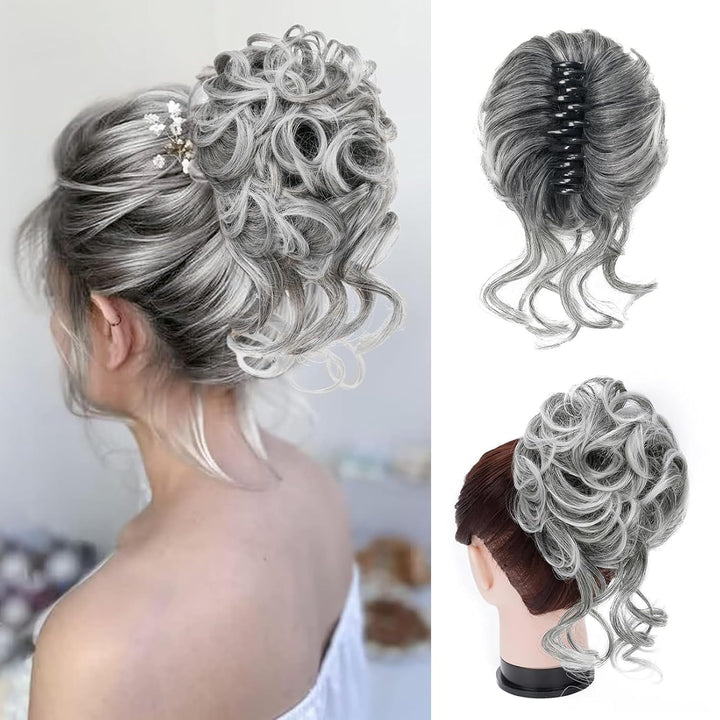 Haarverlängerung Clip | Golvende Knot | Volume | Synthetisch | Clip-In-Grau-Luzern Mode