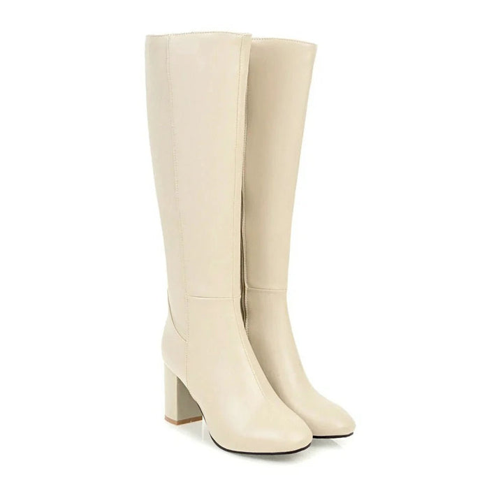 Hochwertige Damen Stiefelette aus Leder mit Absatz-Beige-35-Luzern Mode