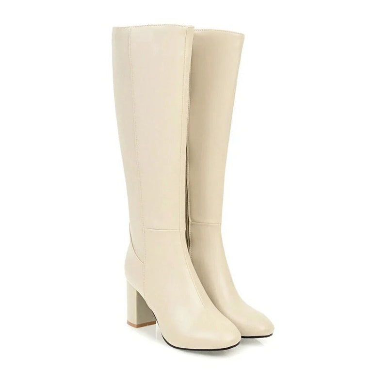 Hochwertige Damen Stiefelette aus Leder mit Absatz-Beige-35-Luzern Mode