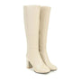 Hochwertige Damen Stiefelette aus Leder mit Absatz-Beige-35-Luzern Mode