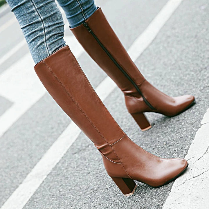 Hochwertige Damen Stiefelette aus Leder mit Absatz-Luzern Mode