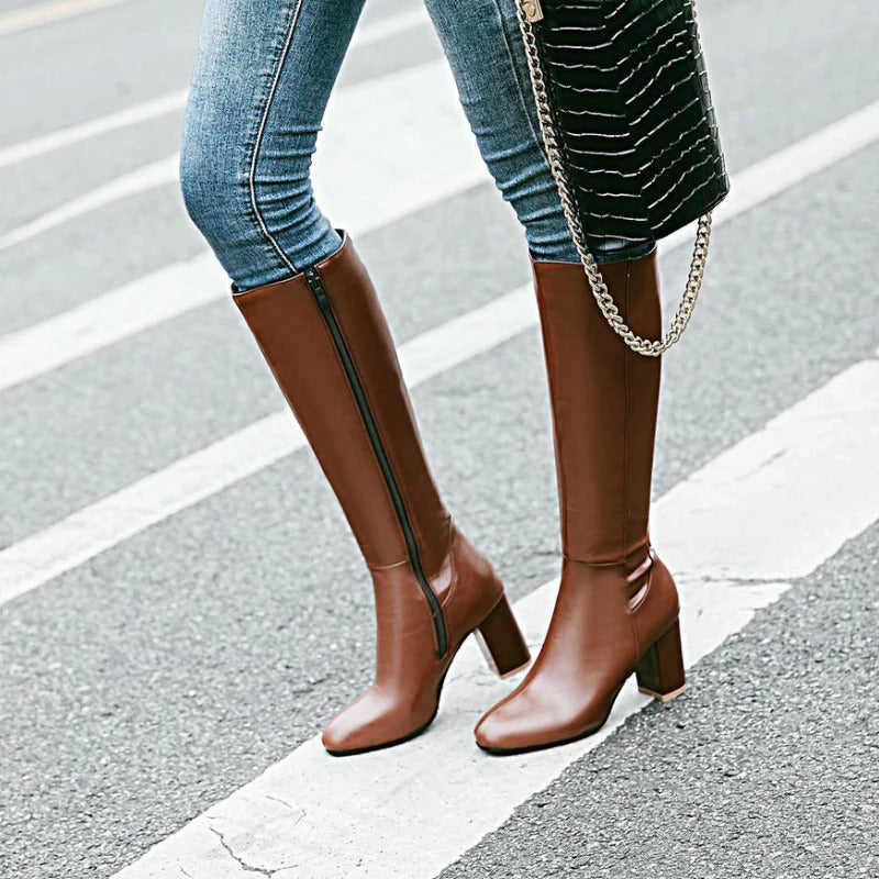 Hochwertige Damen Stiefelette aus Leder mit Absatz-Luzern Mode