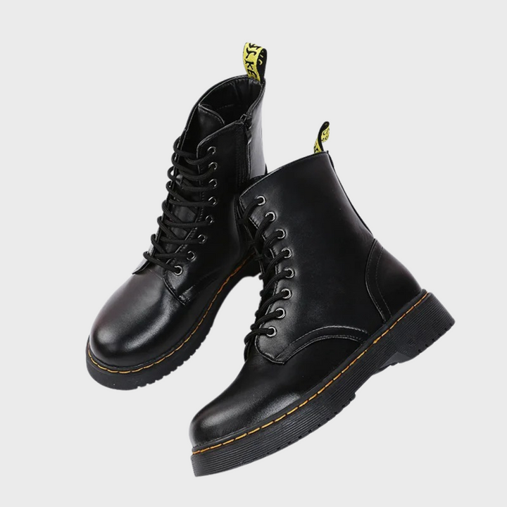 Damen Schnürstiefel Lederoptik - Modische Boots kaufen-Luzern Mode