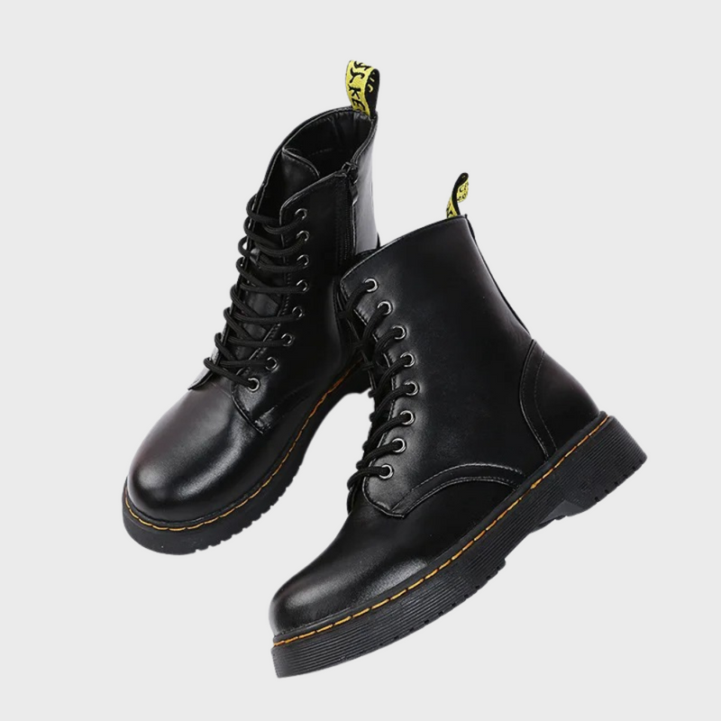 Damen Schnürstiefel Lederoptik - Modische Boots kaufen-Luzern Mode