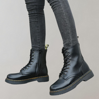 Damen Schnürstiefel Lederoptik - Modische Boots kaufen-Luzern Mode