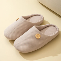 Memory Foam Hausschuhe mit Knopf für Damen und Herren-36-37-Khaki-Luzern Mode