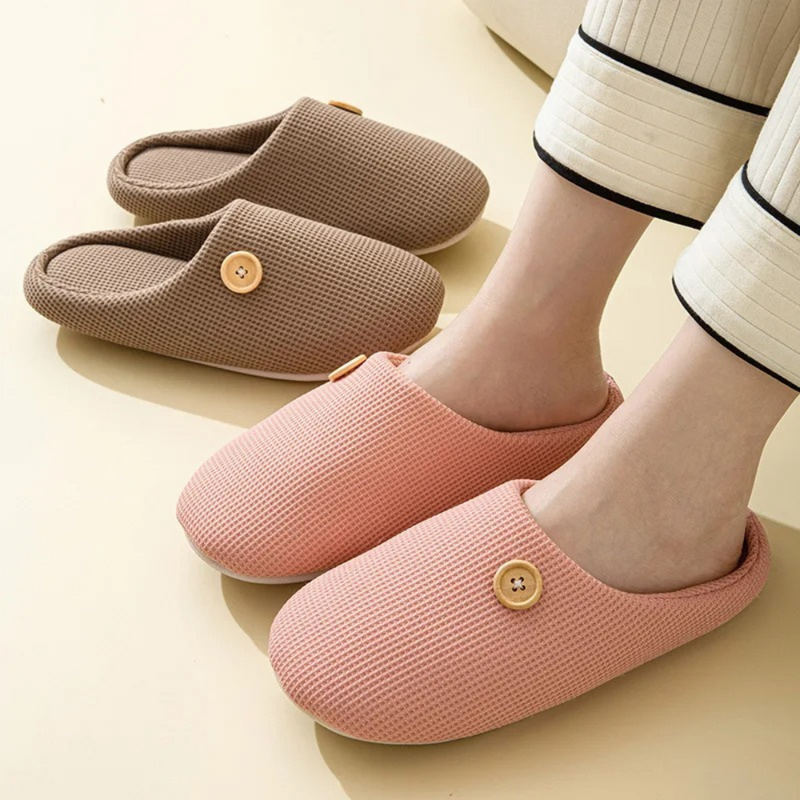 Memory Foam Hausschuhe mit Knopf für Damen und Herren-Luzern Mode