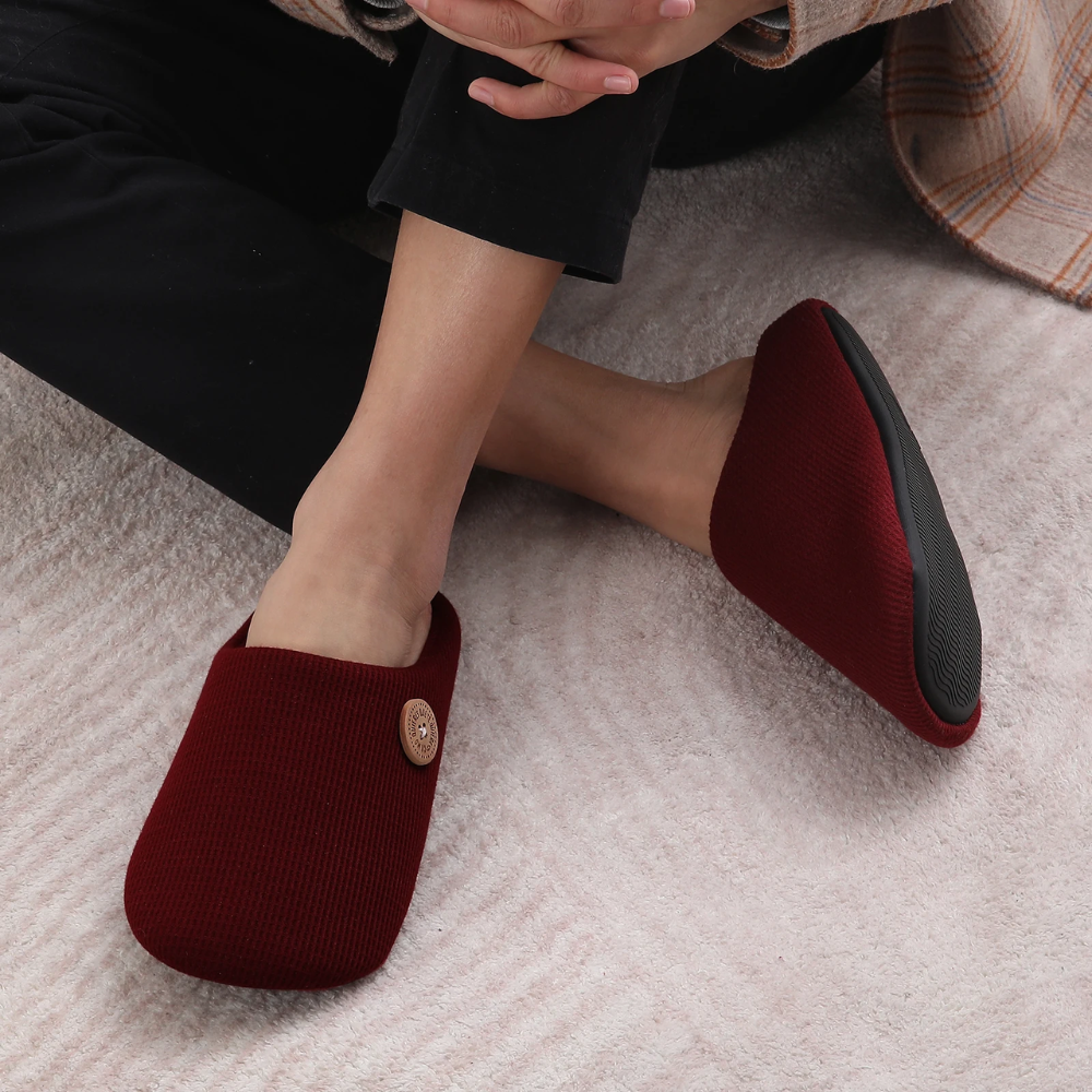 Memory Foam Hausschuhe mit Knopf für Damen und Herren-Luzern Mode