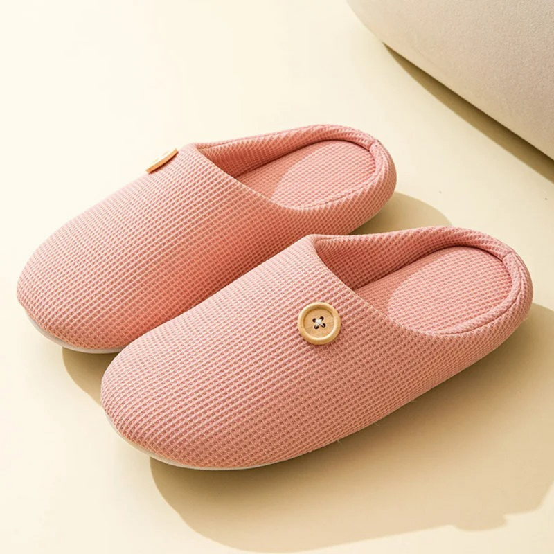 Memory Foam Hausschuhe mit Knopf für Damen und Herren-36-37-Rosa-Luzern Mode