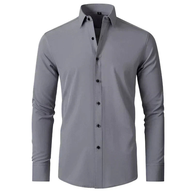 Herren Businesshemd Slim Fit - Elegantes Langarmhemd-Grau-38-Luzern Mode