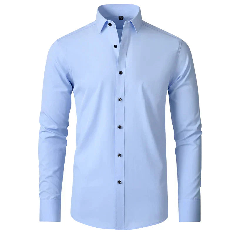 Herren Businesshemd Slim Fit - Elegantes Langarmhemd-Hellblau-38-Luzern Mode
