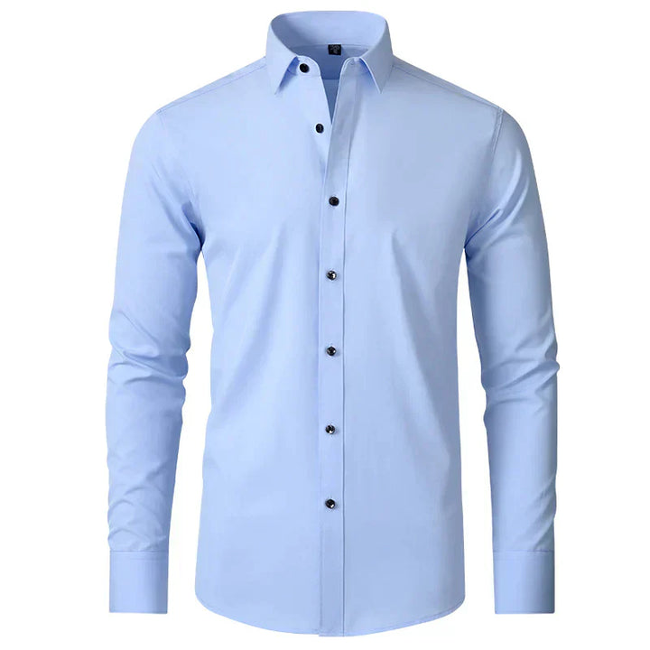 Herren Businesshemd Slim Fit - Elegantes Langarmhemd-Hellblau-38-Luzern Mode