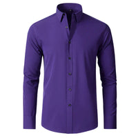 Herren Businesshemd Slim Fit - Elegantes Langarmhemd-Lila-38-Luzern Mode