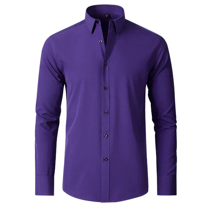 Herren Businesshemd Slim Fit - Elegantes Langarmhemd-Lila-38-Luzern Mode