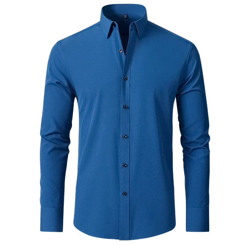 Herren Businesshemd Slim Fit - Elegantes Langarmhemd-Malachitblau-38-Luzern Mode