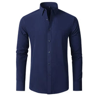 Herren Businesshemd Slim Fit - Elegantes Langarmhemd-Marineblau-38-Luzern Mode