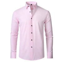 Herren Businesshemd Slim Fit - Elegantes Langarmhemd-Rosa-38-Luzern Mode