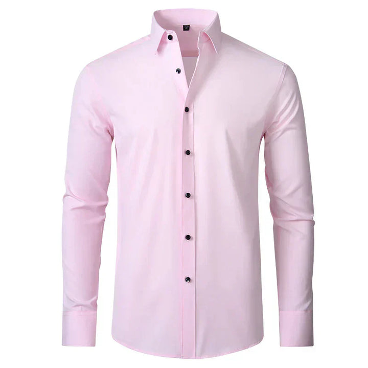 Herren Businesshemd Slim Fit - Elegantes Langarmhemd-Rosa-38-Luzern Mode