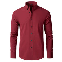 Herren Businesshemd Slim Fit - Elegantes Langarmhemd-Rot-38-Luzern Mode