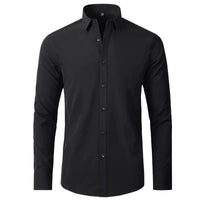 Herren Businesshemd Slim Fit - Elegantes Langarmhemd-Schwarz-38-Luzern Mode