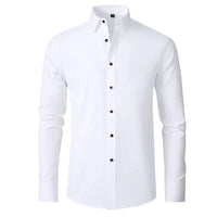Herren Businesshemd Slim Fit - Elegantes Langarmhemd-Weiß-38-Luzern Mode