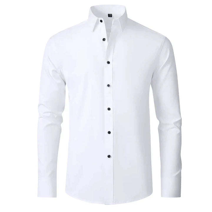 Herren Businesshemd Slim Fit - Elegantes Langarmhemd-Weiß-38-Luzern Mode