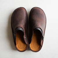 Herren Gartenclogs | Lederlook | Robust | Einsteig | Unterstützende Sohle-Dunkelbraun-39-Luzern Mode