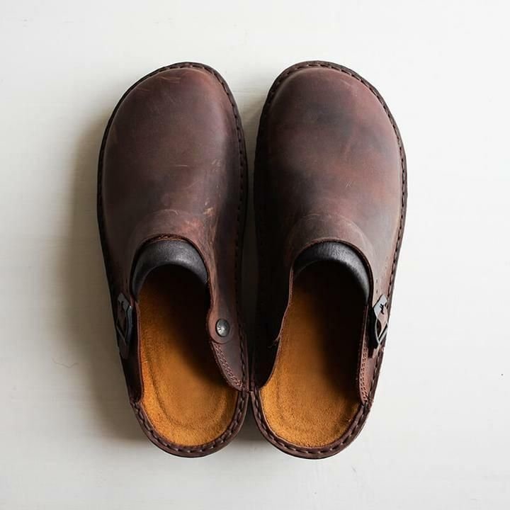 Herren Gartenclogs | Lederlook | Robust | Einsteig | Unterstützende Sohle-Dunkelbraun-39-Luzern Mode