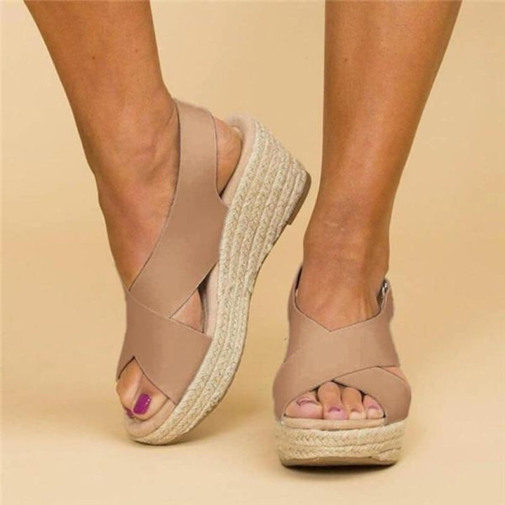 Keilsandaletten Damen Sommermode mit Komfortsohle-Braun-35-Luzern Mode