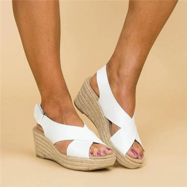 Keilsandaletten Damen Sommermode mit Komfortsohle-Weiß-35-Luzern Mode