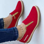 Damen Sneakers | Slip-On | Gummi Sohle | Veganes Leder | Sportlich-Rot-35-Luzern Mode