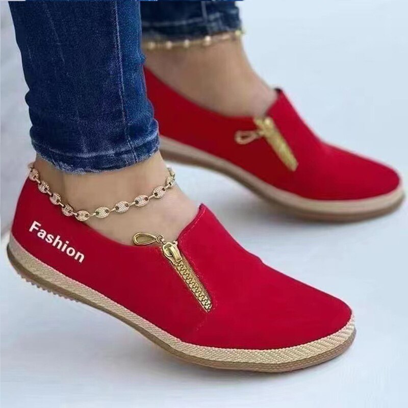 Damen Sneakers | Slip-On | Gummi Sohle | Veganes Leder | Sportlich-Luzern Mode