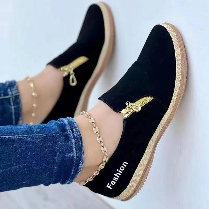 Damen Sneakers | Slip-On | Gummi Sohle | Veganes Leder | Sportlich-Luzern Mode